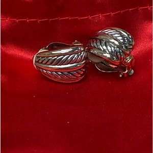 Classic Silver-Tone Twist Clip-On Earrings